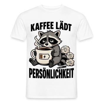 Müder Waschbär braucht dringend mehr Kaffee - Männer T-Shirt - Weiß - Vorne - AI Model Male 178 dark (178cm)