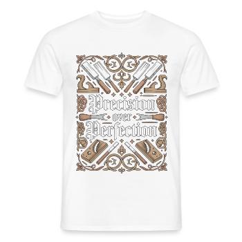 Menuisier : Précision plutôt que perfection Menuisier - T-shirt homme - blanc - Devant - AI Model Male 178 dark (178cm)