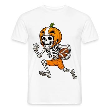 Halloween, America Football, Skeleton - Men's T-Shirt - white - Front - AI Model Male 178 dark (178cm)