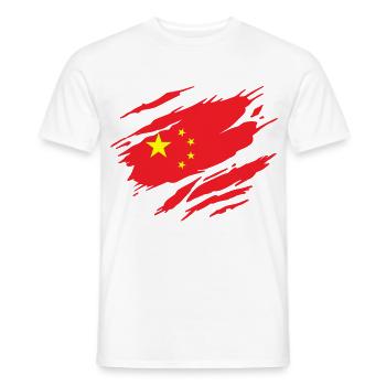 Chine Drapeau Chinois Chinoise - T-shirt homme - blanc - Devant - AI Model Male 178 dark (178cm)