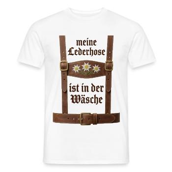 Meine Lederhose ist in der Wäsche Bayern Sprüche - Männer T-Shirt - Weiß - Vorne - AI Model Male 178 dark (178cm)