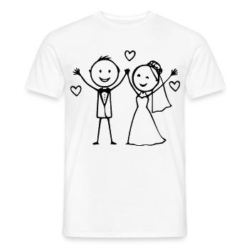 Wedding Couple Cartoon Cheerful - Men's T-Shirt - white - Front - AI Model Male 178 dark (178cm)