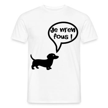 Chien - Je m'en fous - T-shirt homme - blanc - Devant - AI Model Male 178 dark (178cm)