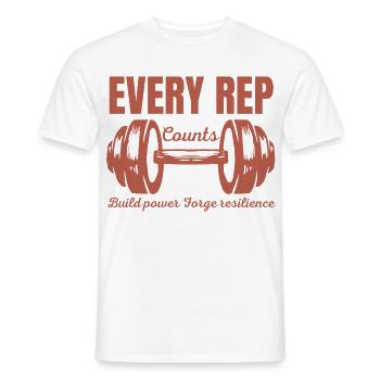 Every Rep Counts Barbell Fitness Gym Motivation - Men's T-Shirt - white - Front - AI Model Male 178 dark (178cm)