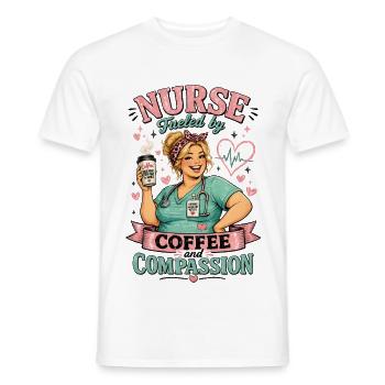 Nurse Fueled by Coffee and Compassion - Men's T-Shirt - white - Front - AI Model Male 178 dark (178cm)