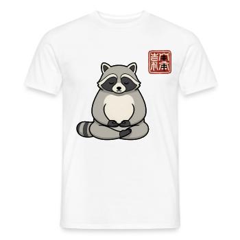 Funny Meditating Raccoon Zen Humour Gift - Men's T-Shirt - white - Front - AI Model Male 178 dark (178cm)