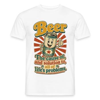 Beer | Funny beer saying in retro look - Men's T-Shirt - white - Front - AI Model Male 178 dark (178cm)