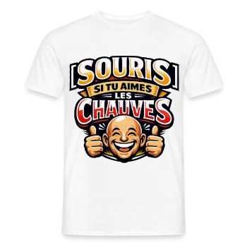 Souris Si Tu Aimes Les Chauves French Humor - Men's T-Shirt - white - Front - AI Model Male 178 dark (178cm)