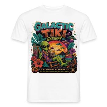 Galactic Tiki Alien Vacances rétro à Hawaï Science-fiction - T-shirt homme - blanc - Devant - AI Model Male 178 dark (178cm)