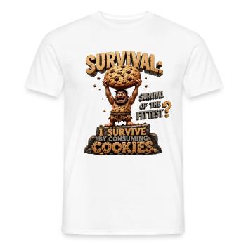 L’homme des cavernes avec des biscuits : Survie - T-shirt homme - blanc - Devant - AI Model Male 178 dark (178cm)