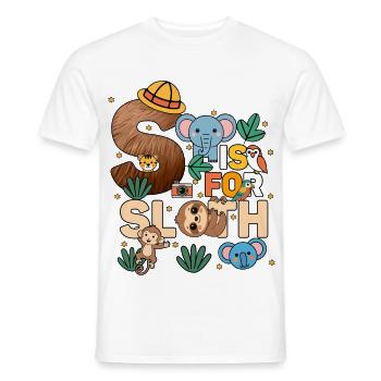 S Is For Sloth Zoo Party Jungle Zoo Birthday - Men's T-Shirt - white - Front - AI Model Male 178 dark (178cm)