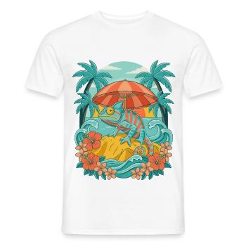 Tropical chameleon - Men's T-Shirt - white - Front - AI Model Male 178 dark (178cm)