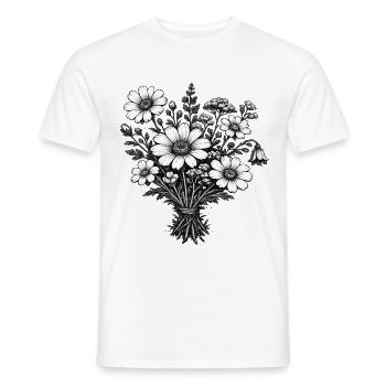 Vintage Wildflowers Linocut Botany - Men's T-Shirt - white - Front - AI Model Male 178 dark (178cm)