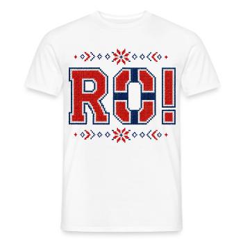 RO! Norvège 2026 Broderie - T-shirt homme - blanc - Devant - AI Model Male 178 dark (178cm)