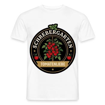 Tomatenliebe Logo aus Schirebergarten - Männer T-Shirt - Weiß - Vorne - AI Model Male 178 dark (178cm)