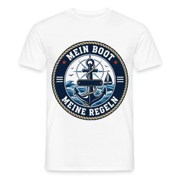 My Boat, My Rules – Captain Statement - Men's T-Shirt - white - Front - AI Model Male 178 dark (178cm)