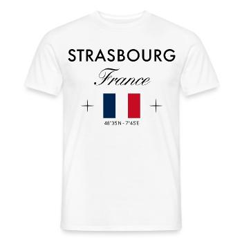 Strasbourg France Coordonnées Souvenir de voyage - T-shirt homme - blanc - Devant - AI Model Male 178 dark (178cm)