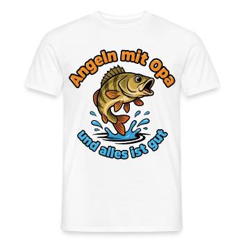 Angeln mit Opa – Alles ist gut - Männer T-Shirt - Weiß - Vorne - AI Model Male 178 dark (178cm)