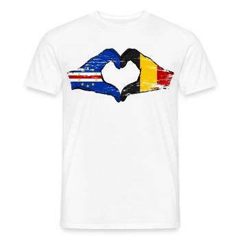 Mains du drapeau belge du Cap-Vert en forme de cœur utilisées - T-shirt homme - blanc - Devant - AI Model Male 178 dark (178cm)
