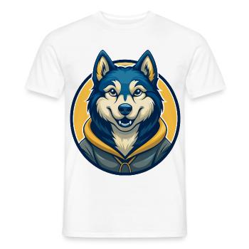 Husky Dog Kawaii Maskottchen Cartoon Clipart Logo Abzeichen - Männer T-Shirt - Weiß - Vorne - AI Model Male 178 dark (178cm)