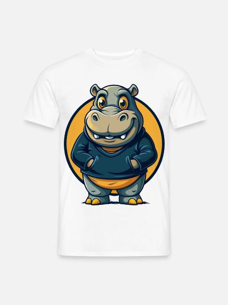 Hippo Kawaii Maskottchen Cartoon-Charakter-Clipart-Logo - Männer T-Shirt - Weiß