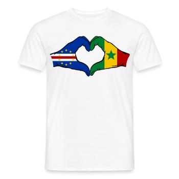 Drapeau du Cap-Vert Sénégal Mains en forme de cœur - T-shirt homme - blanc - Devant - AI Model Male 178 dark (178cm)