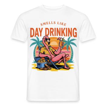 Riecht nach Tagtrinken Lustiges Flamingo-Retro-T-Shirt - Männer T-Shirt - Weiß - Vorne - AI Model Male 178 dark (178cm)