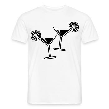 2 Cocktail Glasses / Cocktail / Martini + (Black) - Men's T-Shirt - white - Front - AI Model Male 178 dark (178cm)