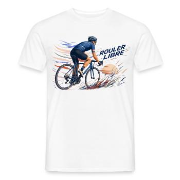 Rouler Libre: Cycliste en Flux - T-shirt homme - blanc - Devant - AI Model Male 178 dark (178cm)