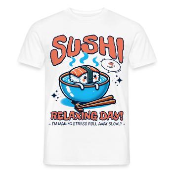 Sushi Relaxing Day Cute Food - Men's T-Shirt - white - Front - AI Model Male 178 dark (178cm)