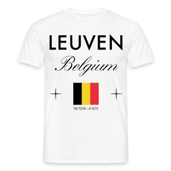 Leuven Belgien Koordinaten Reise Souvenir - Männer T-Shirt - Weiß - Vorne - AI Model Male 178 dark (178cm)