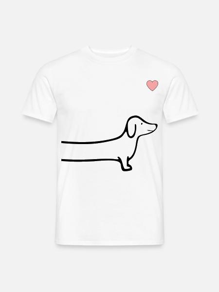 Chiens Cœur de teckel - T-shirt homme - blanc