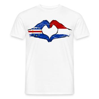 Kap Verde Holland Flagge Hände Herzform used - Männer T-Shirt - Weiß - Vorne - AI Model Male 178 dark (178cm)