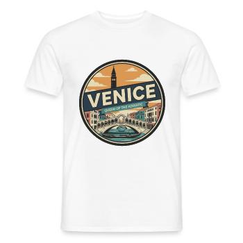 Retro Venice Rialto Bridge Gondelabzeichen - Männer T-Shirt - Weiß - Vorne - AI Model Male 178 dark (178cm)