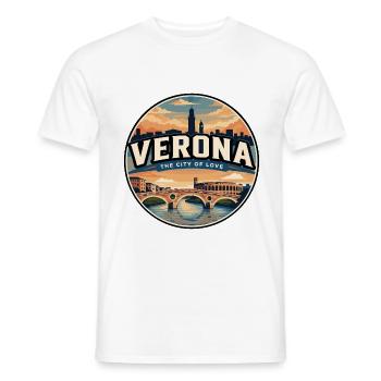Insigne de voyage rétro de l’arène romaine de Vérone - T-shirt homme - blanc - Devant - AI Model Male 178 dark (178cm)