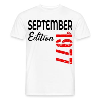 49th Birthday - September 1977 - Men's T-Shirt - white - Front - AI Model Male 178 dark (178cm)