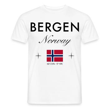 Bergen Norvège Coordonnées Souvenir de voyage - T-shirt homme - blanc - Devant - AI Model Male 178 dark (178cm)