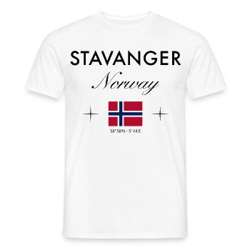 Stavanger Norwegen Koordinaten Reise Souvenir - Männer T-Shirt - Weiß - Vorne - AI Model Male 178 dark (178cm)