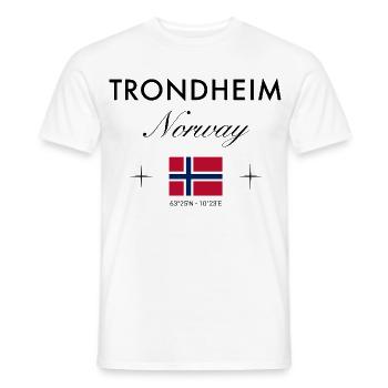 Trondheim Norwegen Koordinaten Reise Souvenir - Männer T-Shirt - Weiß - Vorne - AI Model Male 178 dark (178cm)