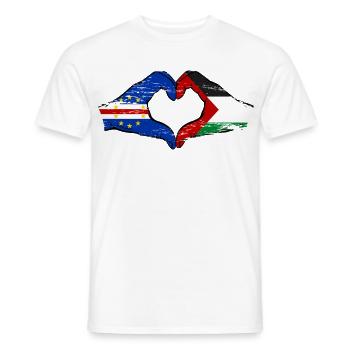 Kap Verde Palaestina Flagge Hände Herzform used - Männer T-Shirt - Weiß - Vorne - AI Model Male 178 dark (178cm)