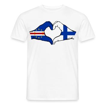 Kap Verde Finnland Flagge Hände Herzform - Männer T-Shirt - Weiß - Vorne - AI Model Male 178 dark (178cm)