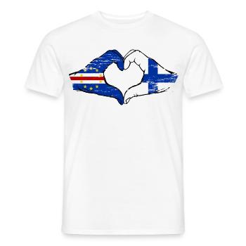 Kap Verde Finnland Flagge Hände Herzform used - Männer T-Shirt - Weiß - Vorne - AI Model Male 178 dark (178cm)