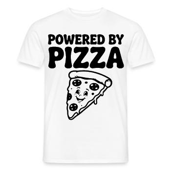 Powered by Pizza Lustiger Pizza Spruch - Männer T-Shirt - Weiß - Vorne - AI Model Male 178 dark (178cm)