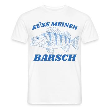 Küss meinen Barsch Vintage Retro lustiger Angler - Männer T-Shirt - Weiß - Vorne - AI Model Male 178 dark (178cm)