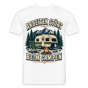 Arbeiten stört beim Campen – Bergcamping - Männer T-Shirt - Weiß - Vorne - AI Model Male 178 dark (178cm)