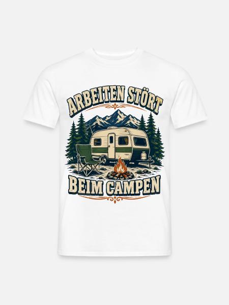 Arbeiten stört beim Campen – Bergcamping - Männer T-Shirt - Weiß