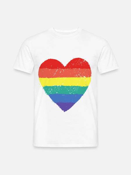 Herz Pride Regenbogen - Männer T-Shirt - Weiß