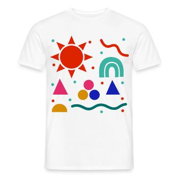 Lebendige Geometrie Sonnenfarben Muster - Männer T-Shirt - Weiß - Vorne - AI Model Male 178 dark (178cm)