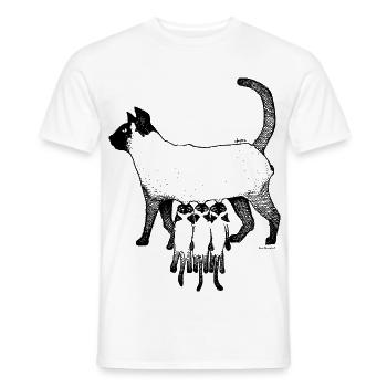SIAMES-KATZE – MUTTER - Männer T-Shirt - Weiß - Vorne - AI Model Male 178 dark (178cm)