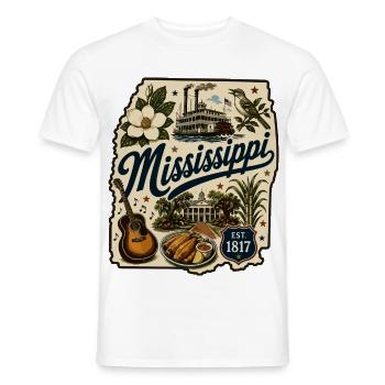 Mississippi Magnolia State Vintage-Aufkleber - Männer T-Shirt - Weiß - Vorne - AI Model Male 178 dark (178cm)